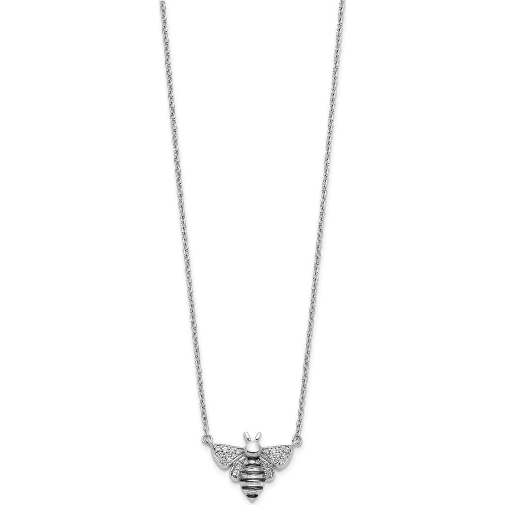 14K White Gold with Black Rhodium Diamond Bee Necklace - 1/10 Carat Total Diamond Weight by Monteluci Fine Jewelry