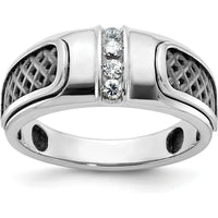 14K White Gold with Black Rhodium Men's Diamond Ring - 0.05 Carats Total Diamond Weight by IBGoodman