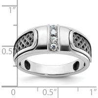 14K White Gold with Black Rhodium Men's Diamond Ring - 0.05 Carats Total Diamond Weight by IBGoodman