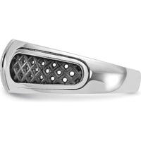 14K White Gold with Black Rhodium Men's Diamond Ring - 0.05 Carats Total Diamond Weight by IBGoodman