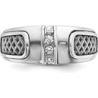 14K White Gold with Black Rhodium Men's Diamond Ring - 0.05 Carats Total Diamond Weight by IBGoodman