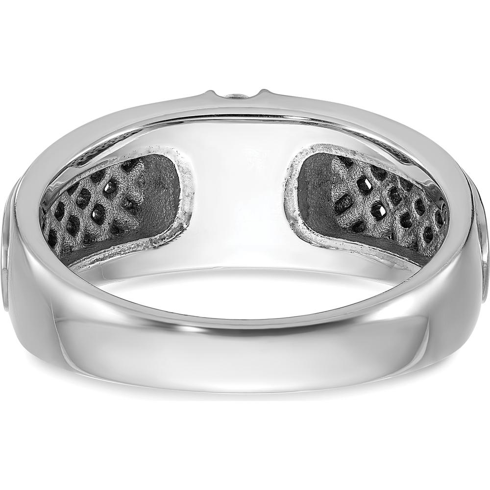 14K White Gold with Black Rhodium Men's Diamond Ring - 0.05 Carats Total Diamond Weight by IBGoodman