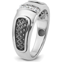 14K White Gold with Black Rhodium Men's Diamond Ring - 0.05 Carats Total Diamond Weight by IBGoodman