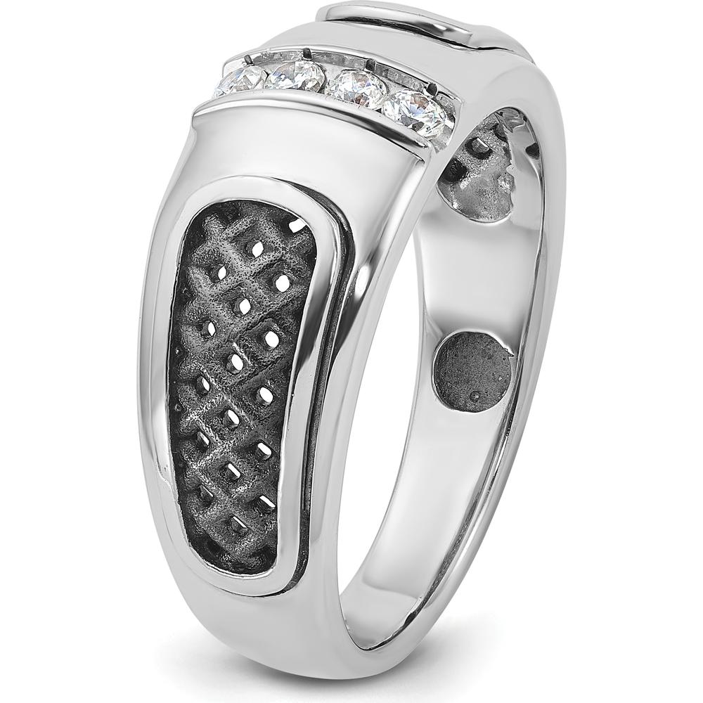14K White Gold with Black Rhodium Men's Diamond Ring - 0.05 Carats Total Diamond Weight by IBGoodman