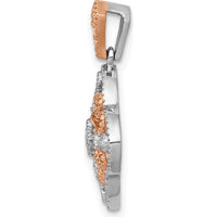 14K White Gold with Rose Rhodium Diamond Vintage Pendant - 1/10 Carat Total Diamond Weight by Monteluci Fine Jewelry