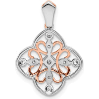 14K White Gold with Rose Rhodium Diamond Vintage Pendant - 1/10 Carat Total Diamond Weight by Monteluci Fine Jewelry