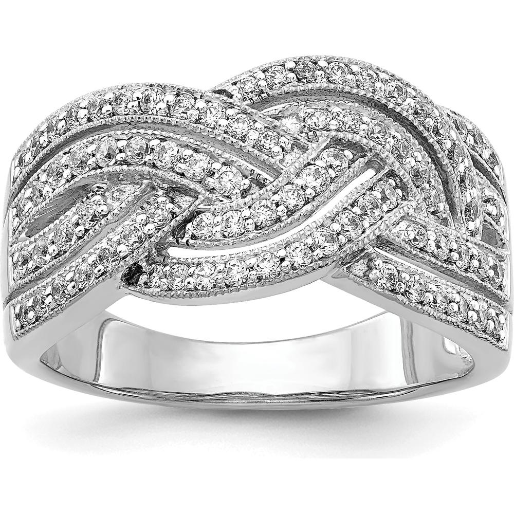14K White Gold Woven Diamond Ring with Round-Cut Diamonds - 0.23 Carat Total Diamond Weight by 0