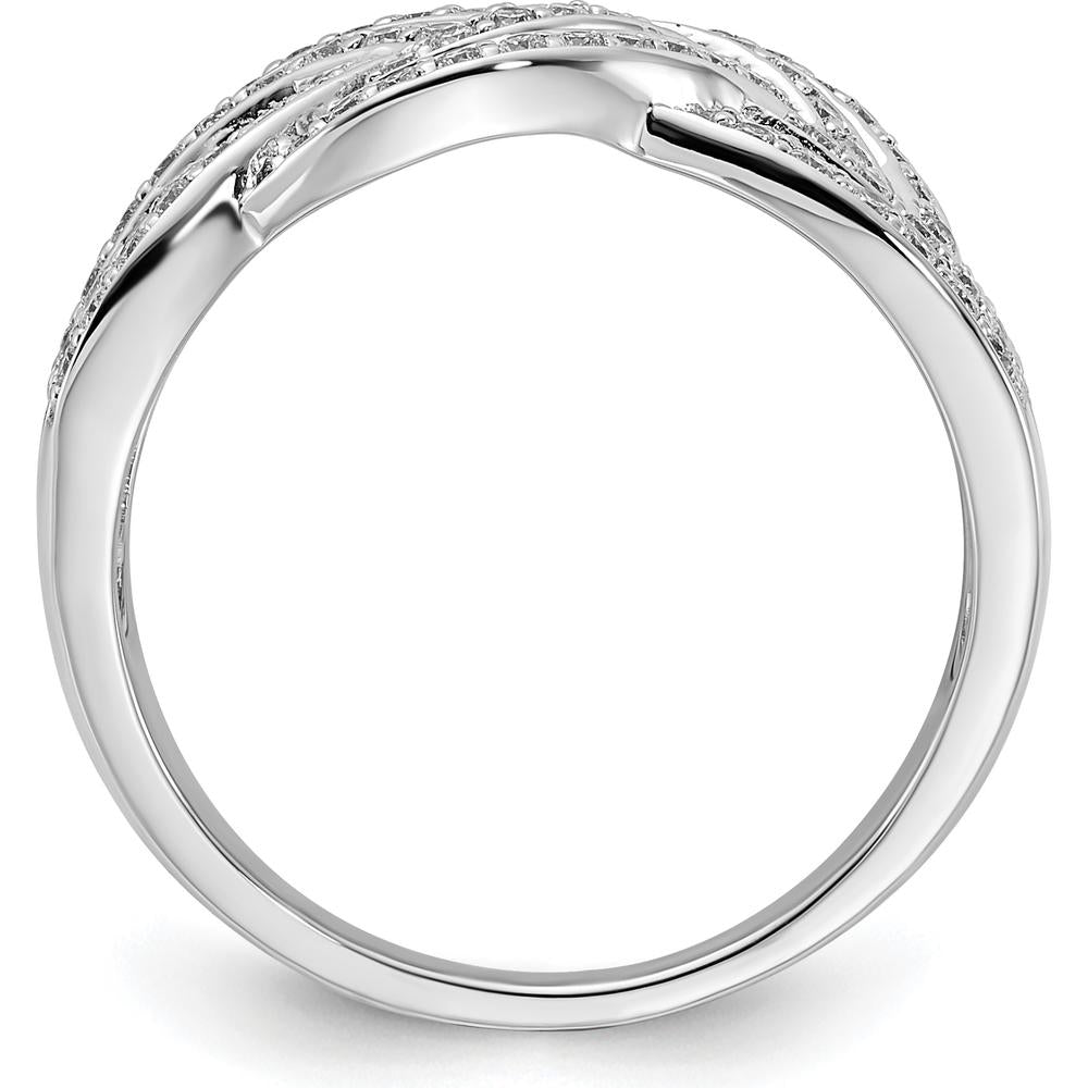 14K White Gold Woven Diamond Ring with Round-Cut Diamonds - 0.23 Carat Total Diamond Weight by 0