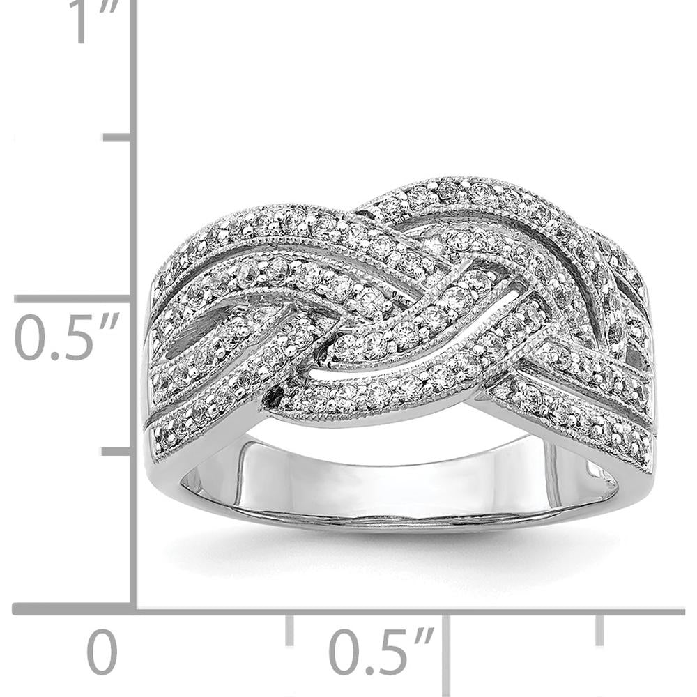 14K White Gold Woven Diamond Ring with Round-Cut Diamonds - 0.23 Carat Total Diamond Weight by 0