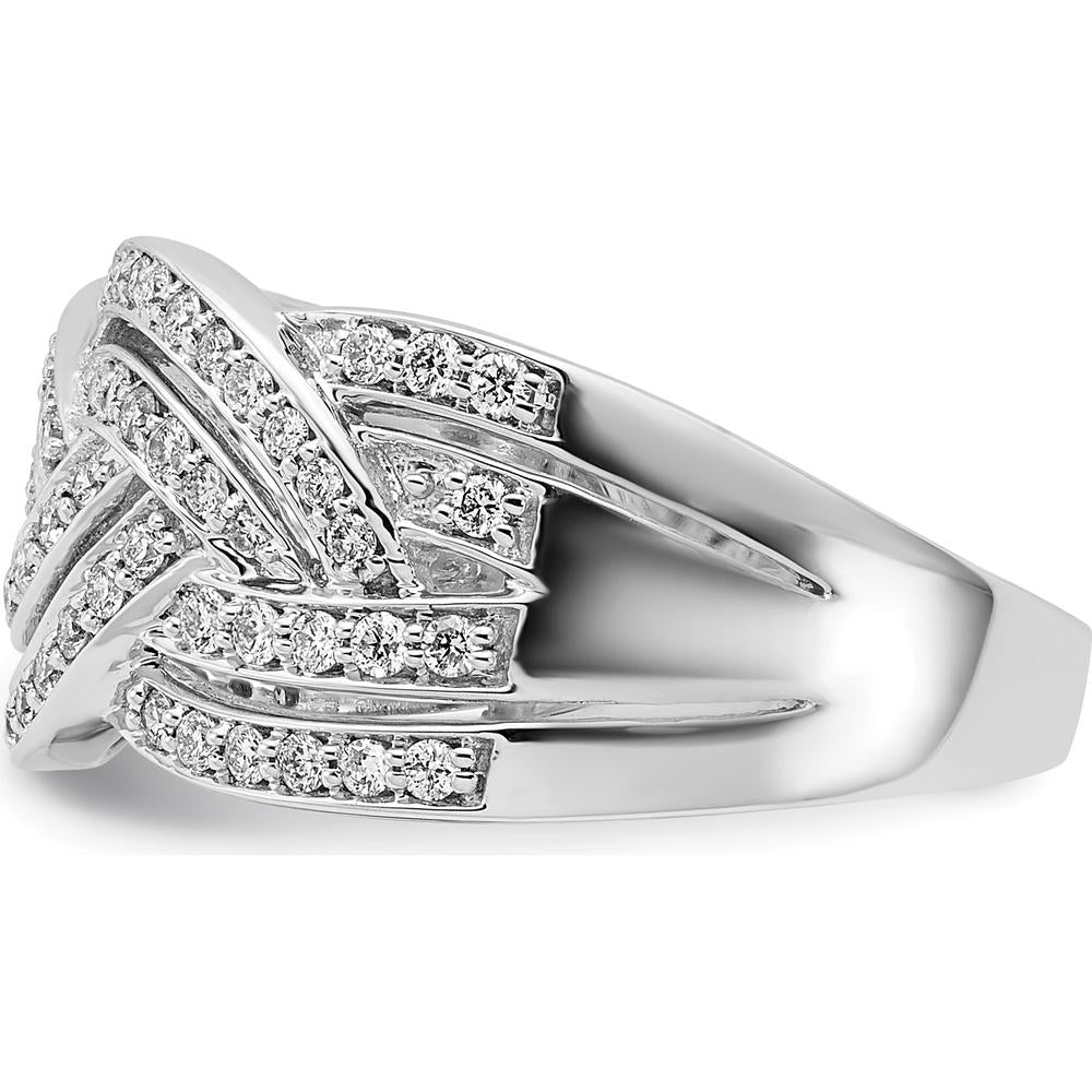 14K White Gold Woven Diamond Ring with Round-Cut Diamonds - 0.23 Carat Total Diamond Weight by 0