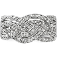 14K White Gold Woven Diamond Ring with Round-Cut Diamonds - 0.23 Carat Total Diamond Weight by 0