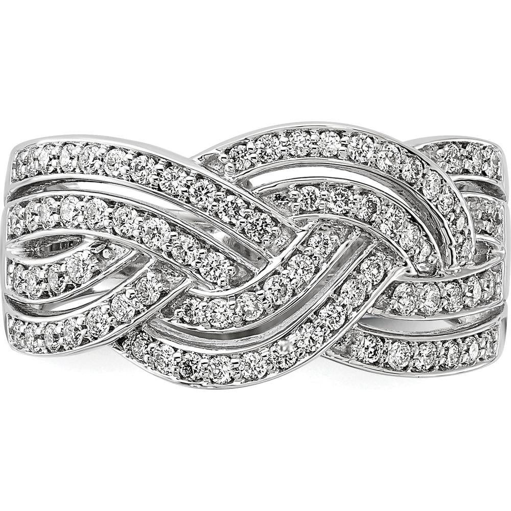 14K White Gold Woven Diamond Ring with Round-Cut Diamonds - 0.23 Carat Total Diamond Weight by 0