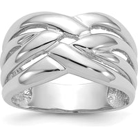 14K White Gold Woven Dome Ring with High Polished Finish - Fashion Band Ring by Oro Pregiato