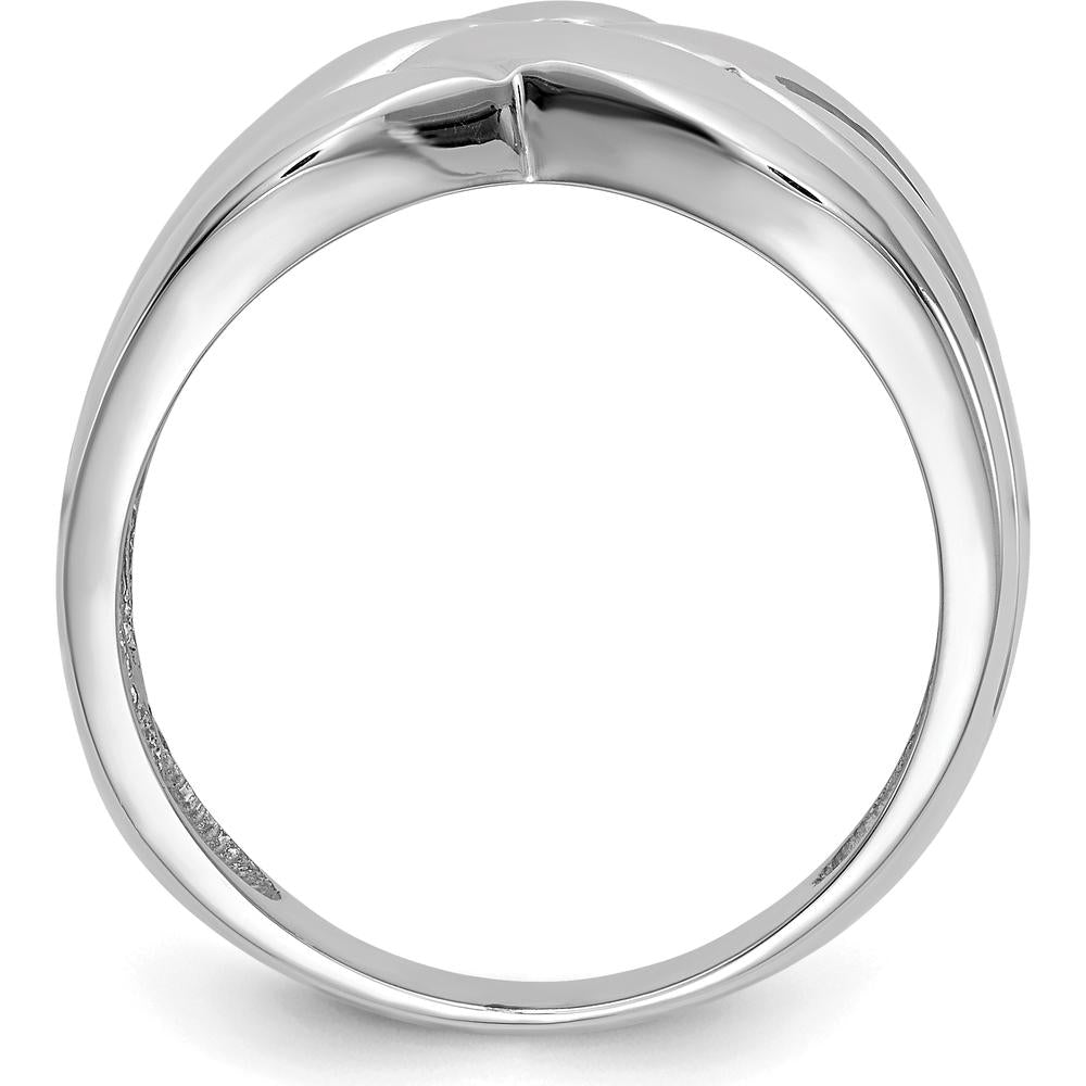 14K White Gold Woven Dome Ring with High Polished Finish - Fashion Band Ring by Oro Pregiato