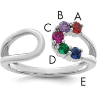 14K White Gold Wrap Mother's Ring with 5 Birthstones - Ruby, Emerald, Sapphire, Amethyst, Garnet by Oro Pregiato