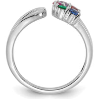 14K White Gold Wrap Mother's Ring with 5 Birthstones - Ruby, Emerald, Sapphire, Amethyst, Garnet by Oro Pregiato