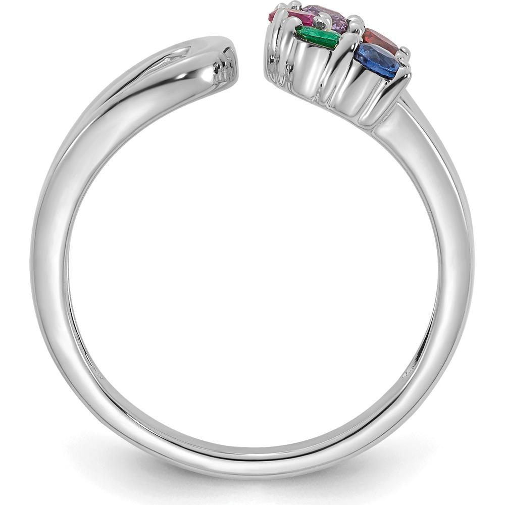 14K White Gold Wrap Mother's Ring with 5 Birthstones - Ruby, Emerald, Sapphire, Amethyst, Garnet by Oro Pregiato