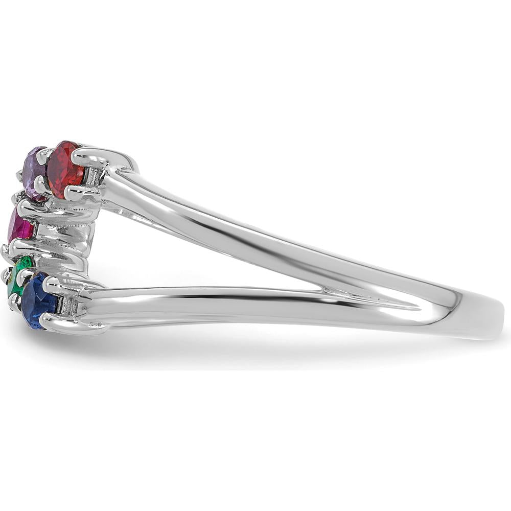 14K White Gold Wrap Mother's Ring with 5 Birthstones - Ruby, Emerald, Sapphire, Amethyst, Garnet by Oro Pregiato