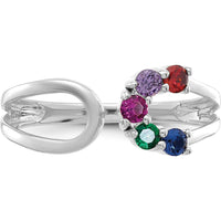 14K White Gold Wrap Mother's Ring with 5 Birthstones - Ruby, Emerald, Sapphire, Amethyst, Garnet by Oro Pregiato