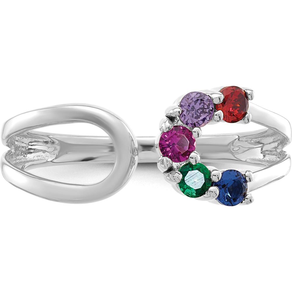 14K White Gold Wrap Mother's Ring with 5 Birthstones - Ruby, Emerald, Sapphire, Amethyst, Garnet by Oro Pregiato