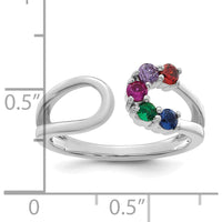 14K White Gold Wrap Mother's Ring with 5 Birthstones - Ruby, Emerald, Sapphire, Amethyst, Garnet by Oro Pregiato