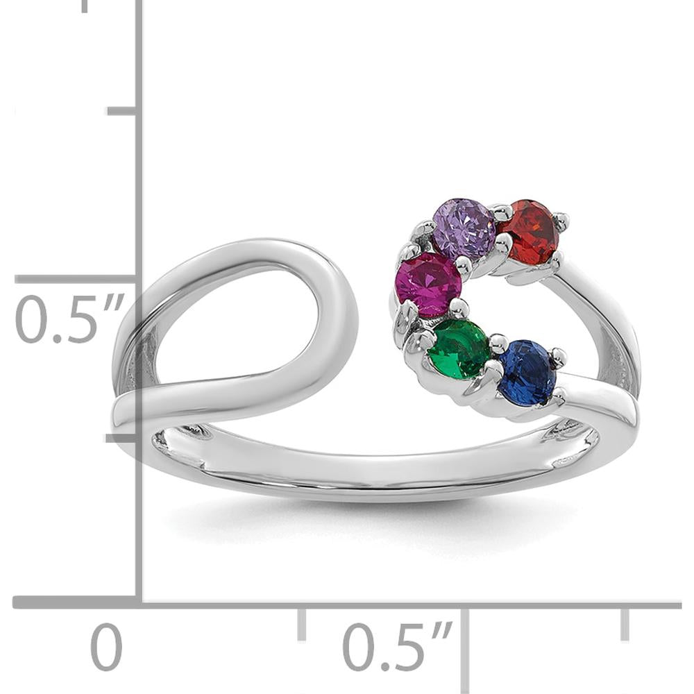 14K White Gold Wrap Mother's Ring with 5 Birthstones - Ruby, Emerald, Sapphire, Amethyst, Garnet by Oro Pregiato