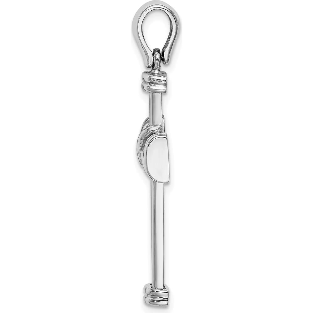 14K White Gold X-Center Cross Charm Pendant - Rhodium-Plated, 37.95mm Length by Oro Pregiato
