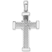 14K White Gold X-Center Cross Charm Pendant - Rhodium-Plated, 37.95mm Length by Oro Pregiato