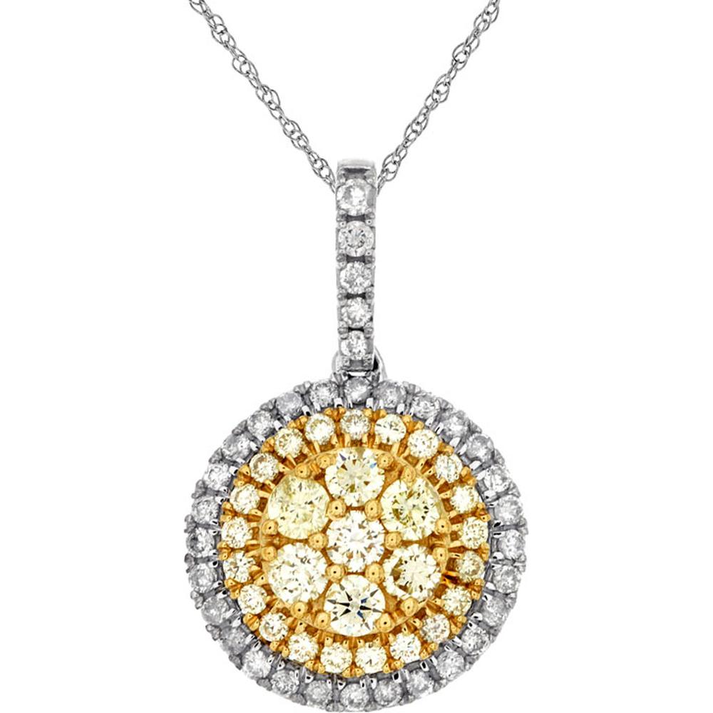 14K White Gold Yellow Diamond & Diamond Pendant - 0.72 Carats Total Diamond Weight