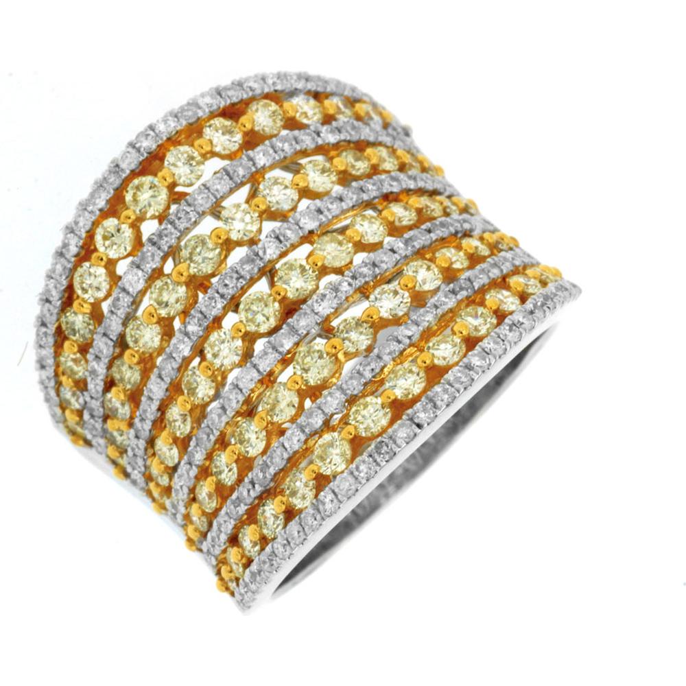 14K White Gold Yellow Diamond & Diamond Ring - 2.04 Carats Total Diamond Weight