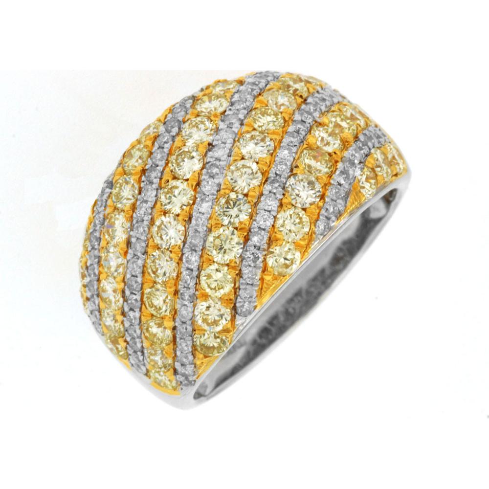 14K White Gold Yellow Diamond & Diamond Ring - 2.32 Carats Total Diamond Weight