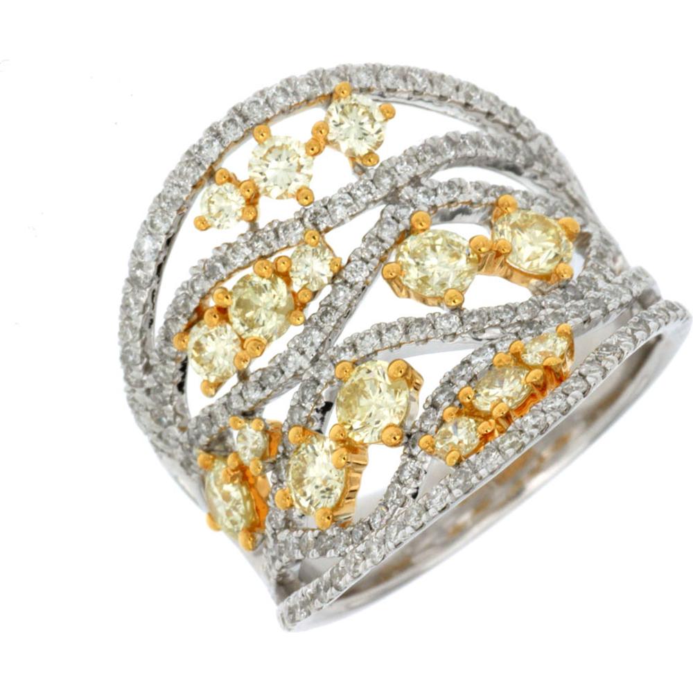 14K White Gold Yellow Diamond & Diamond Statement Ring - 1.35 Carats Yellow Diamond, 0.85 Carats Total Diamond Weight