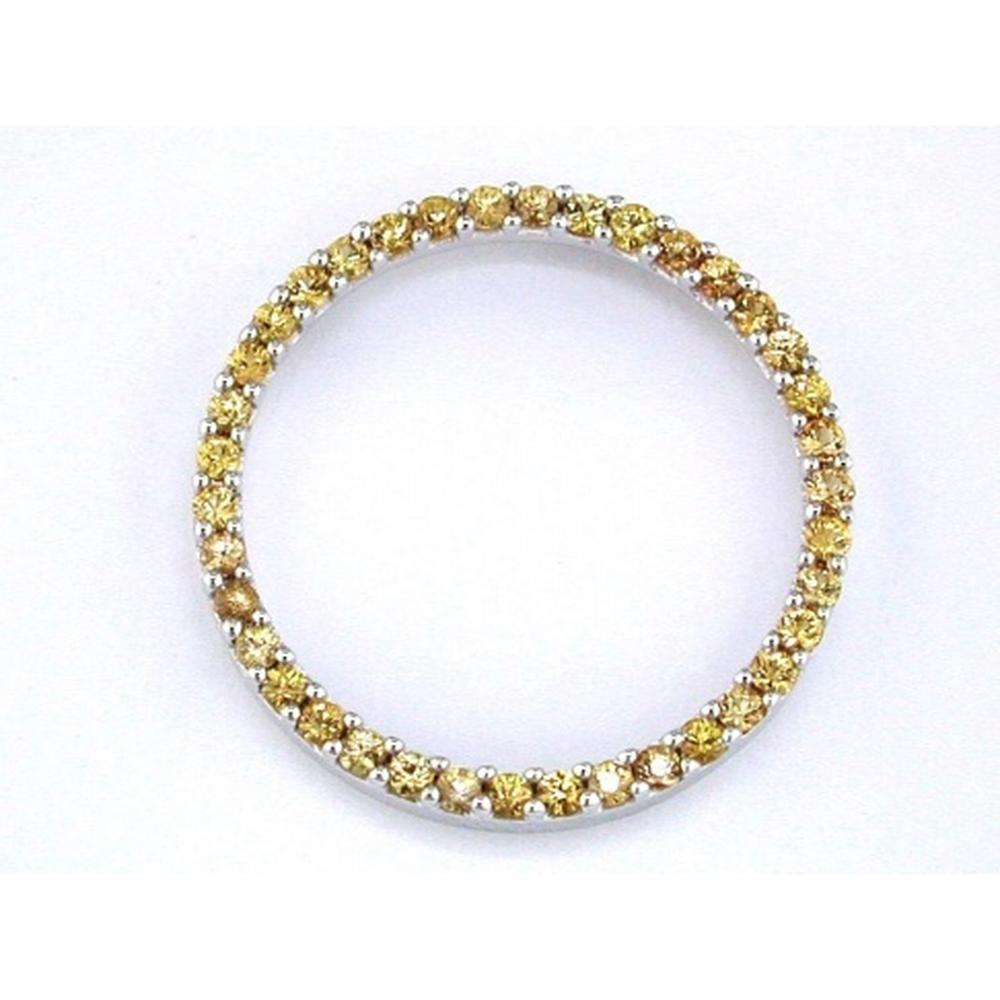 14K White Gold Yellow Sapphire Circle Pendant with Round Cut Stones - 1.00 Carat Total Weight - Royal Jewelry