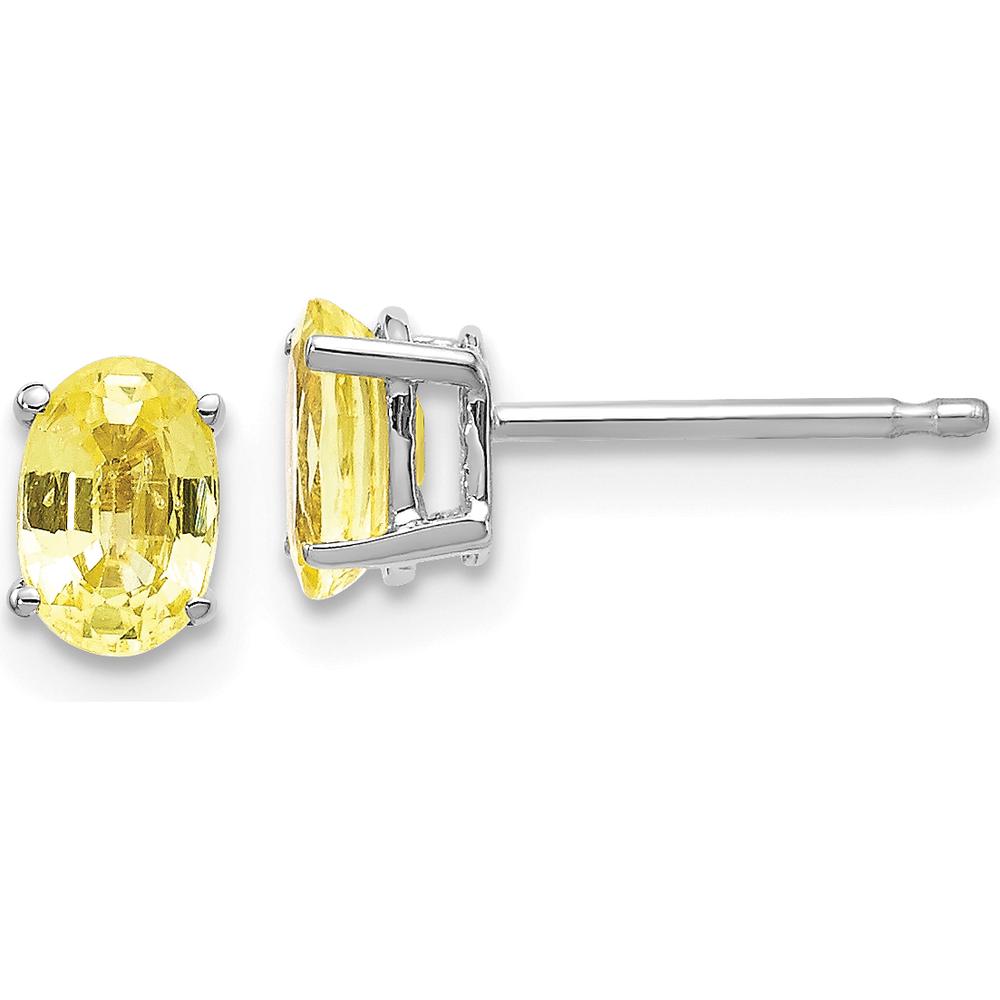 14K White Gold Yellow Sapphire Stud Earrings - 0.62 Carat Total Yellow Sapphire Weight by Monteluci Fine Jewelry