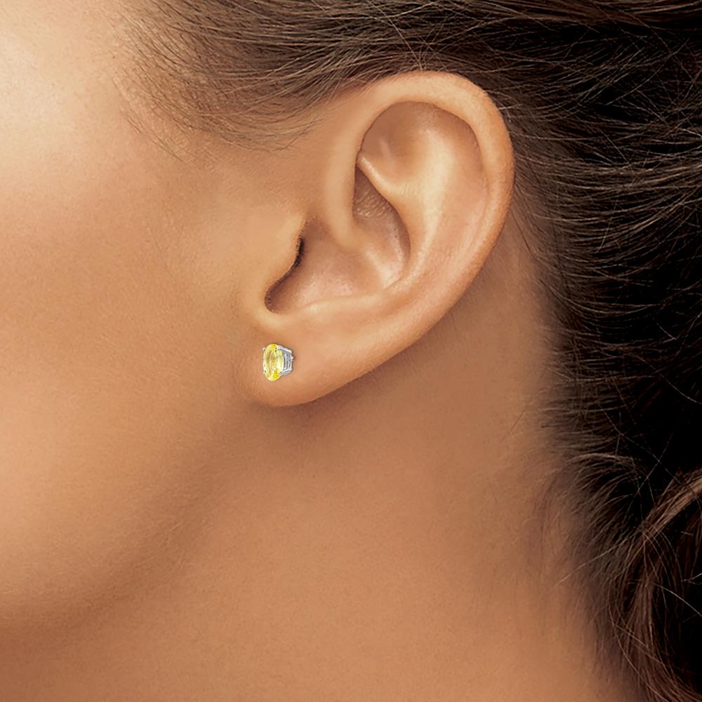 14K White Gold Yellow Sapphire Stud Earrings - 0.62 Carat Total Yellow Sapphire Weight by Monteluci Fine Jewelry