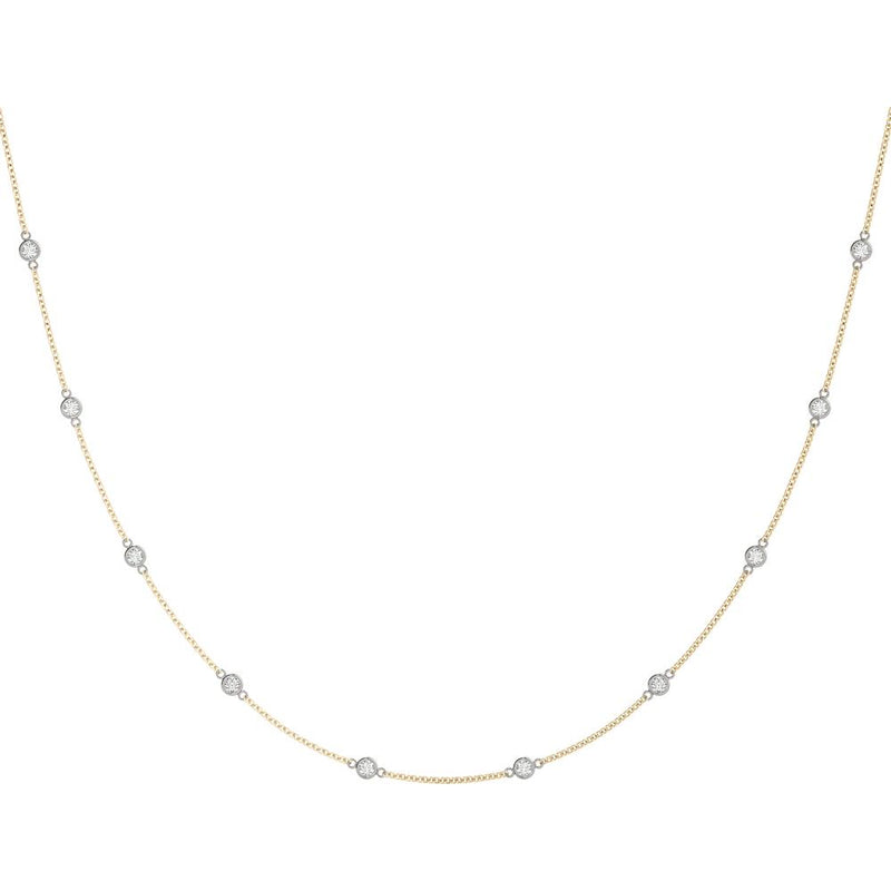 14K White/Yellow Gold .75 Carat Total Weight Lab Diamond Station Necklace by Robinson's Jewelers