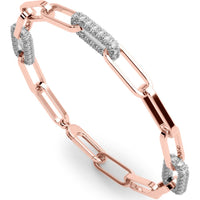 14K White/Yellow Gold Lab Diamond Paper Clip Bracelet - 1.125 Carats Total Diamond Weight by Robinson's Jewelers