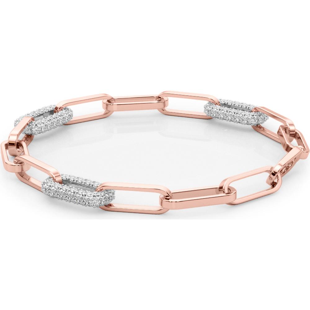 14K White/Yellow Gold Lab Diamond Paper Clip Bracelet - 1.125 Carats Total Diamond Weight by Robinson's Jewelers