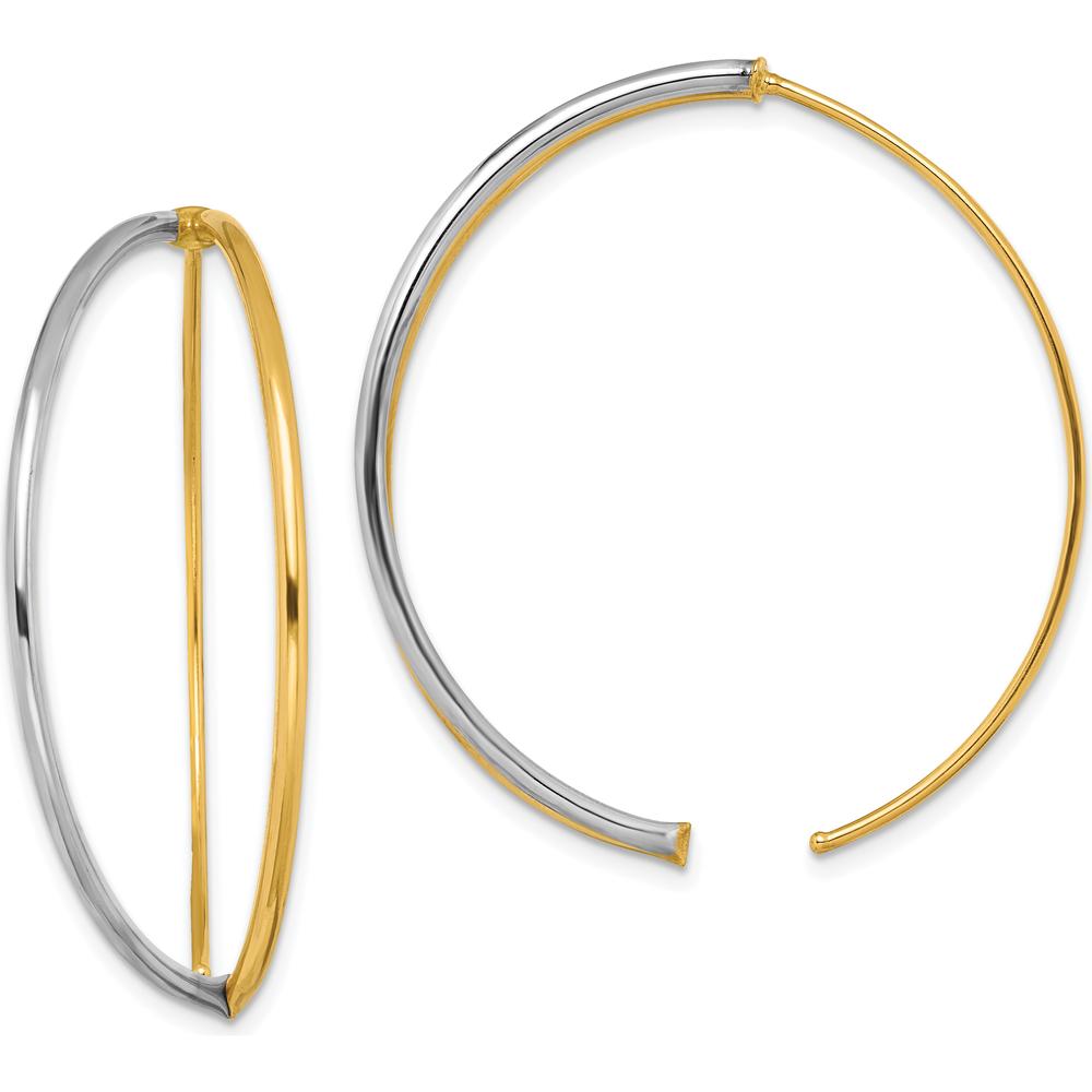 14K Yellow and Rhodium Large Polished Threader Earrings by 0