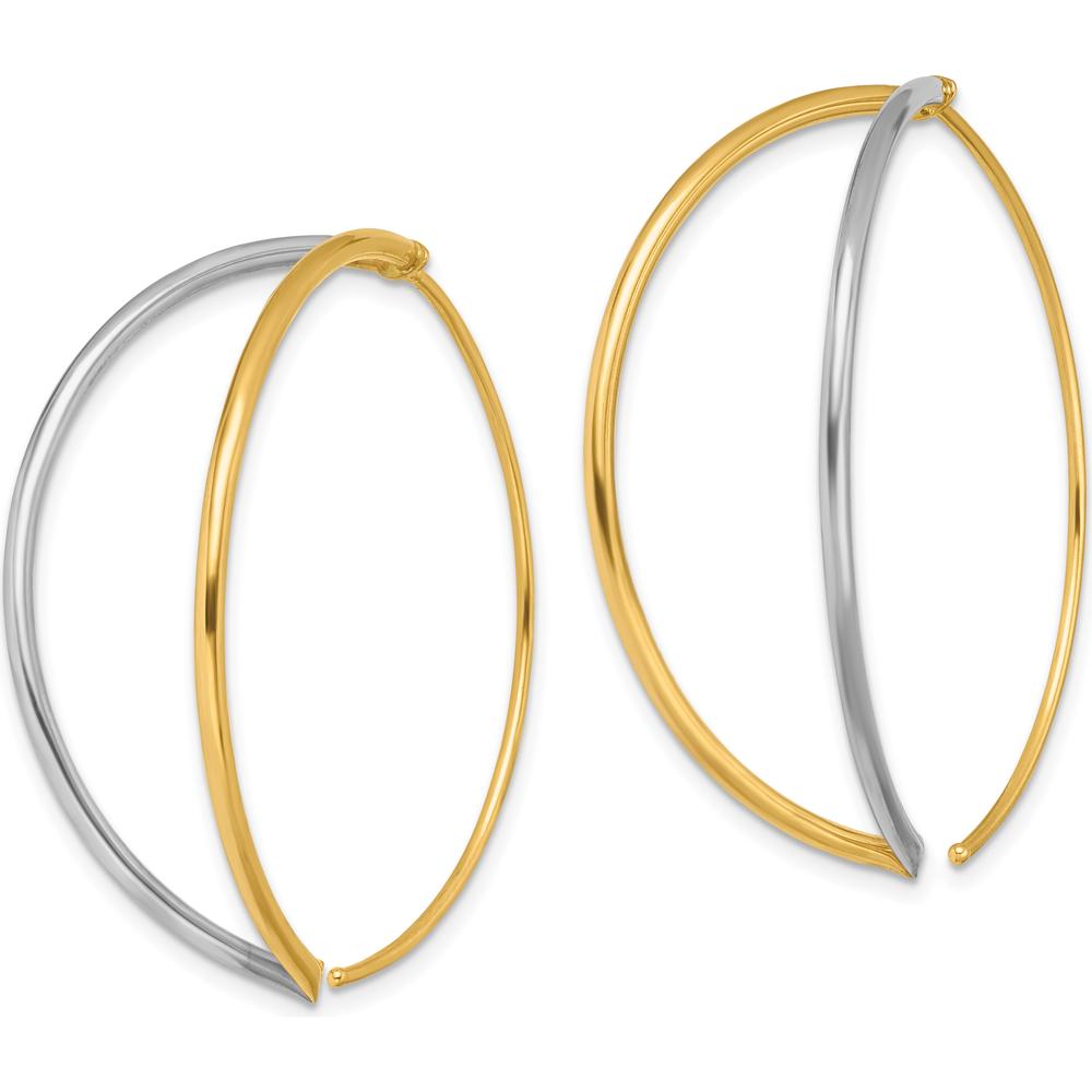 14K Yellow and Rhodium Large Polished Threader Earrings by 0