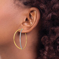 14K Yellow and Rhodium Large Polished Threader Earrings by 0