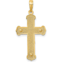14K Yellow and Rhodium Two-Tone Engraved Crucifix Pendant Charm - Faith-Inspired Design by Oro Pregiato