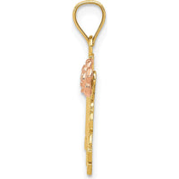 14K Yellow and Rose Gold #1 MADRE Pendant with Diamond-Cut Finish by Oro Pregiato