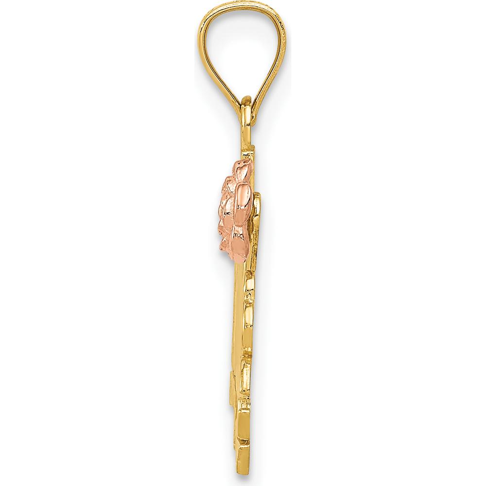14K Yellow and Rose Gold #1 MADRE Pendant with Diamond-Cut Finish by Oro Pregiato