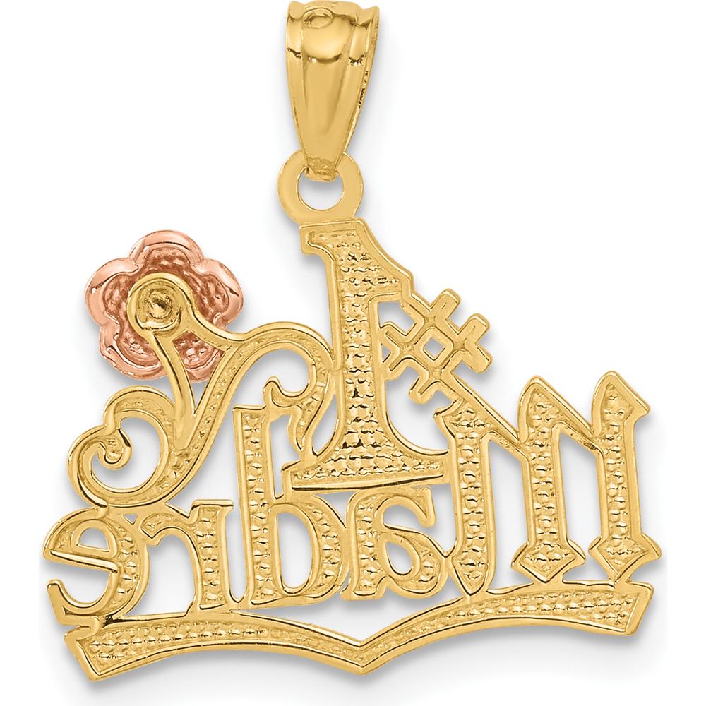 14K Yellow and Rose Gold #1 MADRE Pendant with Diamond-Cut Finish by Oro Pregiato