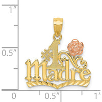 14K Yellow and Rose Gold #1 MADRE Pendant with Diamond-Cut Finish by Oro Pregiato