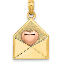 14K Yellow and Rose Gold 3D Heart XOXO Envelope Charm - Polished and Textured Design by Oro Pregiato