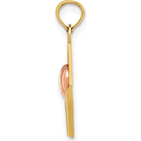 14K Yellow and Rose Gold 3D Heart XOXO Envelope Charm - Polished and Textured Design by Oro Pregiato