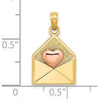 14K Yellow and Rose Gold 3D Heart XOXO Envelope Charm - Polished and Textured Design by Oro Pregiato