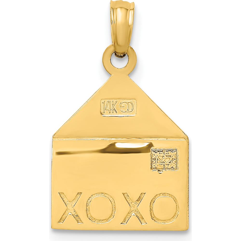 14K Yellow and Rose Gold 3D Heart XOXO Envelope Charm - Polished and Textured Design by Oro Pregiato